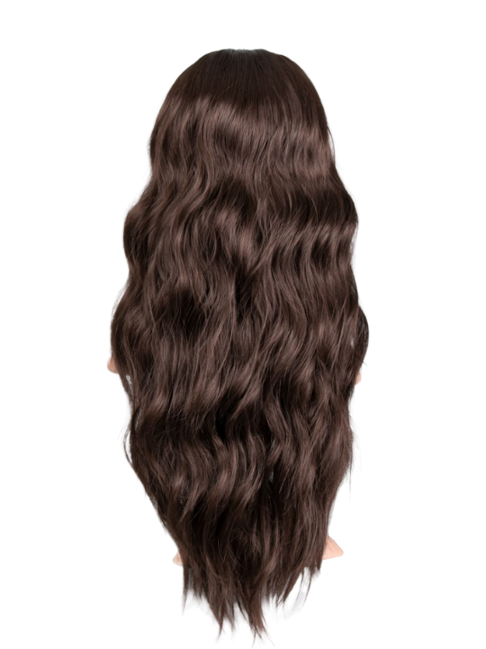 25 Inch Brushed Out Waves Half Head Wig chocolate brown