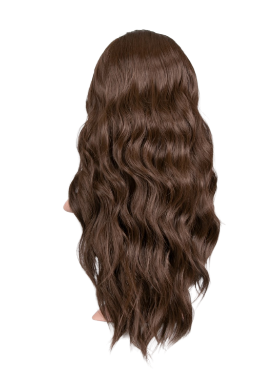 25 Inch Brushed Out Waves Half Head Wig chestnut brown