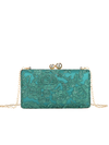 bottle green lace box clutch bag