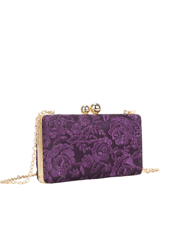 Floral Lace Effect Evening Clutch Bag