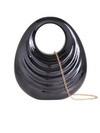 Black Wave Acrylic Top Handle Clutch Bag