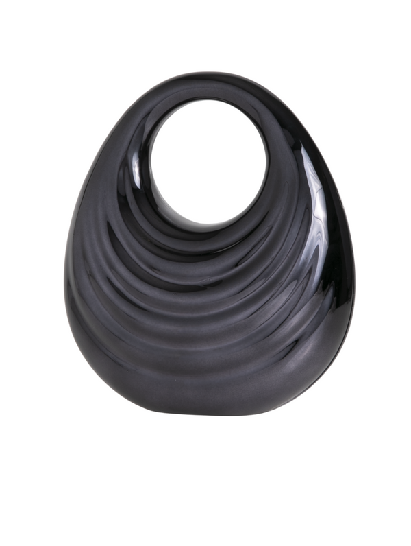 Black Wave Acrylic Top Handle Clutch Bag