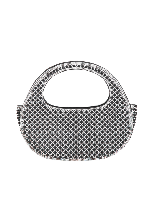 Black Diamante and Pearl Embellished Mini Evening Handbag