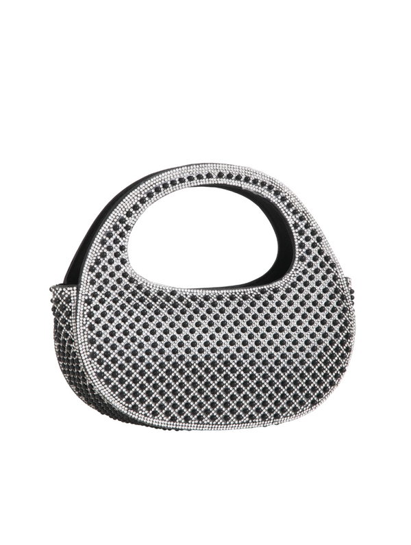 Black Diamante and Pearl Embellished Mini Evening Handbag