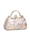 Sparkly handbag with floral design and gold handle