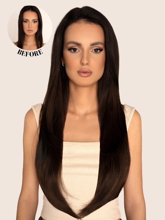 Half Head Clip-in Hair Extensions - 5-Clip One Piece, Synthetic, Long & Straight
