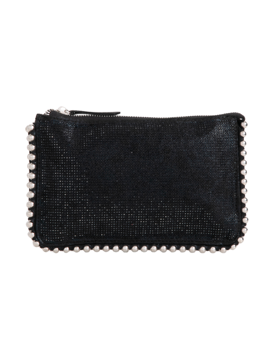 Black Diamante Embellished Zip Top Clutch Bag KOKO COUTURE