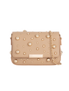 Small Gold Studded Camel Brown Faux Leather Shoulder Bag