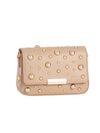 Small Studded Camel Brown Faux Leather Shoulder Bag