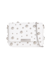 Small Studded White Faux Leather Shoulder Bag