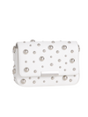 Small Studded White Faux Leather Shoulder Bag