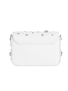 Small Studded White Faux Leather Shoulder Bag