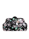 Black Velour Floral Sequin Embroidered Clutch Bag