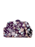 Purple Velour Floral Sequin Embroidered Clutch Bag