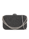 Black Diamanté Embellished Chain Handle Clutch Bag
