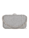 Silver Diamanté Embellished Chain Handle Clutch Bag