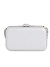 Silver Diamanté Embellished Chain Handle Clutch Bag