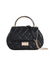 Black Quilted Faux Leather Top Handle Bag with Shoulder Chain Strap