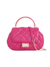 Fuchsia Quilted Faux Leather Top Handle Bag with Shoulder Chain Strap