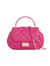 Fuchsia Quilted Faux Leather Top Handle Bag with Shoulder Chain Strap