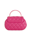 Fuchsia Quilted Faux Leather Top Handle Bag with Shoulder Chain Strap