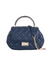 Navy Blue Quilted Faux Leather Top Handle Bag with Shoulder Chain Strap