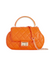 Orange Quilted Faux Leather Top Handle Bag with Shoulder Chain Strap