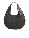 dark Olive Green Faux Leather Crescent Hobo Bag with Metallic Top Handle