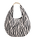 Zebra Print Faux Leather Crescent Hobo Bag with Metallic Top Handle