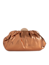 Metallic Bronze Ruched Faux Leather Clutch Bag
