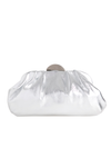 Metallic Silver Ruched Faux Leather Clutch Bag