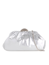 Metallic Silver Ruched Faux Leather Clutch Bag