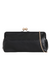 Black Oversized Faux Leather Kiss Lock Clutch Bag
