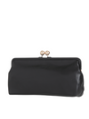 Black Oversized Faux Leather Kiss Lock Clutch Bag