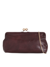 Cherry Red Oversized Faux Leather Kiss Lock Clutch Bag