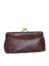 Cherry Red Oversized Faux Leather Kiss Lock Clutch Bag
