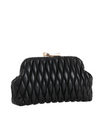 Black Quilted Faux Leather Clutch Bag