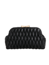 Black Quilted Faux Leather Clutch Bag
