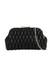 Black Quilted Faux Leather Clutch Bag with Bow Detail with gold chain