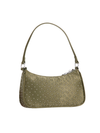 Olive Green Satin Diamante Embellished Mini Shoulder Bag
