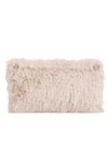 Beige Faux Fur Foldover Clutch Bag