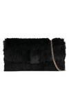 Black Faux Fur Foldover Clutch Bag