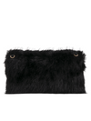 Black Faux Fur Foldover Clutch Bag