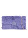 Purple Faux Fur Foldover Clutch Bag