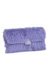 Purple Faux Fur Foldover Clutch Bag