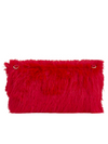 Red Faux Fur Foldover Clutch Bag