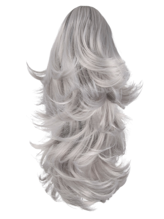Straight to Flicky Reversible Synthetic HairClaw Clip Ponytail silver grey