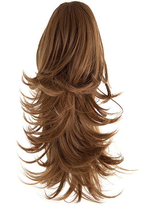 Straight to Flicky Reversible Synthetic HairClaw Clip Ponytail golden brown