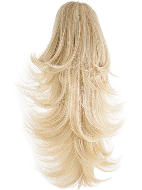 Straight to Flicky Reversible Synthetic HairClaw Clip Ponytail light golden blonde