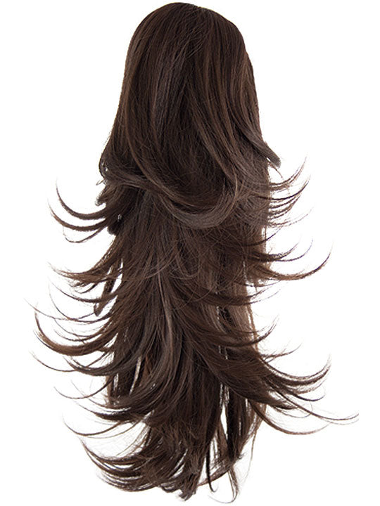 Straight to Flicky Reversible Synthetic HairClaw Clip Ponytail chocolate brown